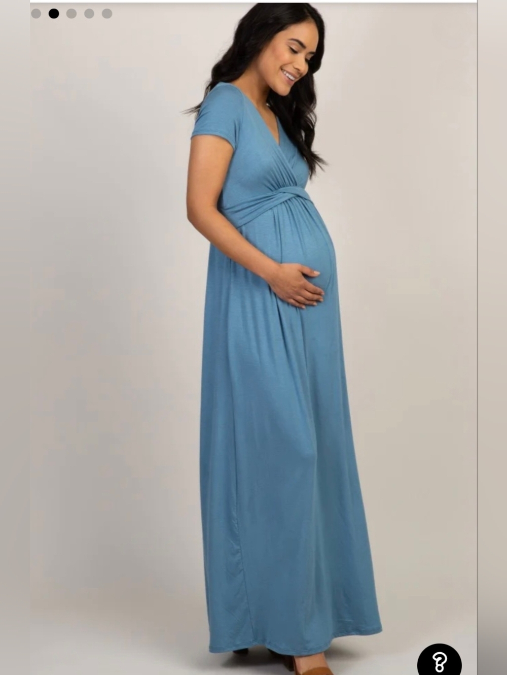 PinkBlush Maternity/Nursing Dress Draped Jersey Knit Maxi Length New Large